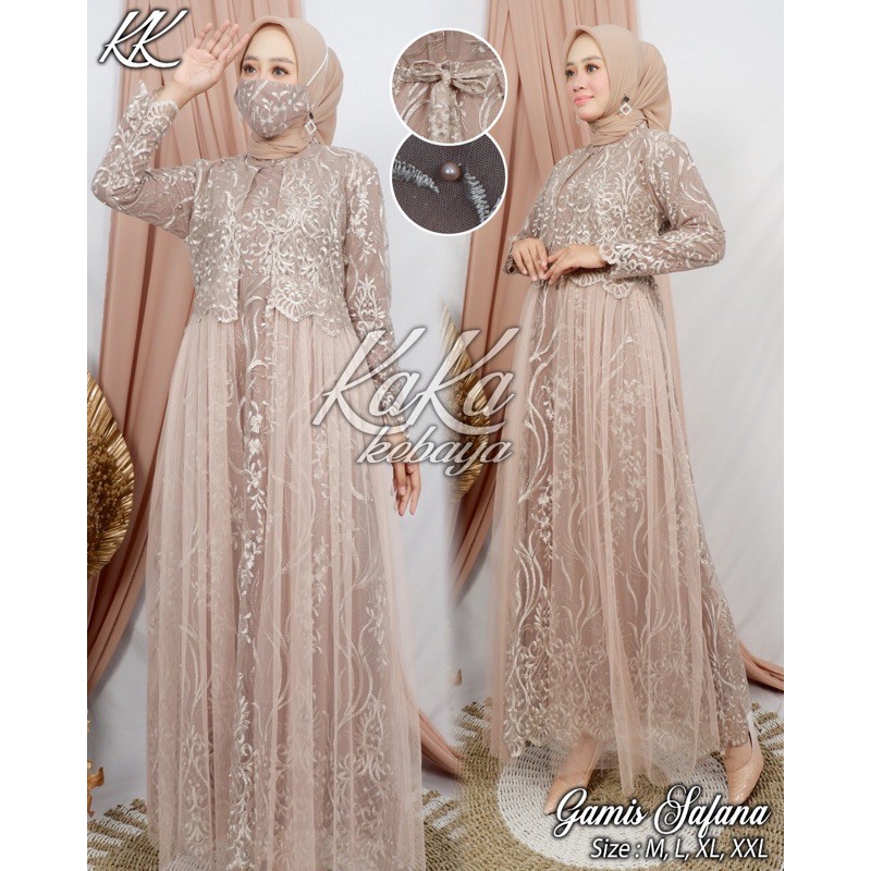 ( REAL PICT ) GAMIS BIDADARI TULLE // ORIGINAL // GAMIS KEBAYA // GAMIS PESTA TERBARU // Gamis Kebaya Terbaru Mewah