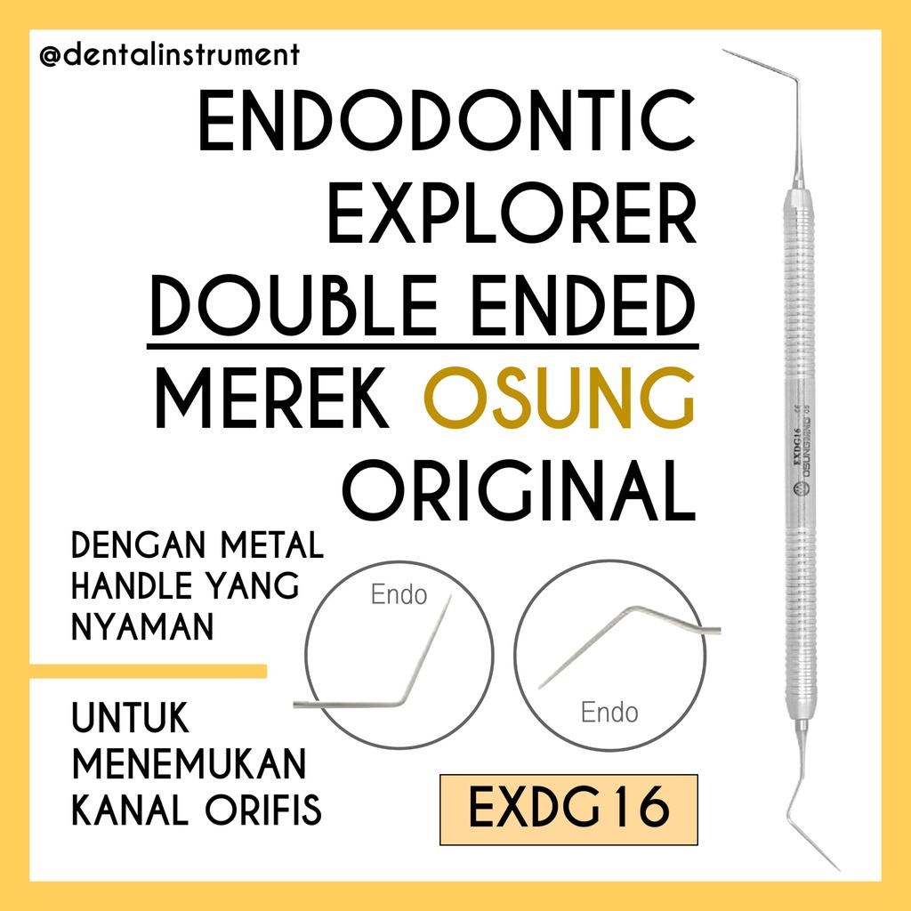 Sonde Lurus Endodontik Kedokteran Gigi / Endodontic Explorer Double Ended Merek Osung Original EXDG1