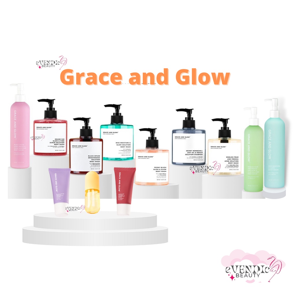 BPOM Grace and Glow Black Opium Brightening - English Pear &amp; Freesia Anti Acne Body Wash - Body Scrub - Sabun mandi - Deodorant - Acne Truffle - TRAVEL BODY WASH - SUN BODY SERUM [[GRACE AND GLOW]