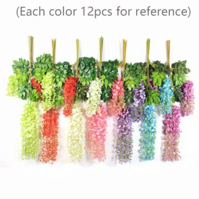 [ 12 PCS  ] BUNGA WISTERIA 1 LUSIN Dekorasi Wedding Pernikahan Bunga Artificial Juntai Besar Rambat Hiasan Dinding