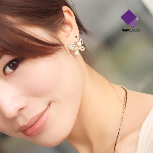 Anting Stud Berlian Imitasi Model Hollow Untuk Wanita