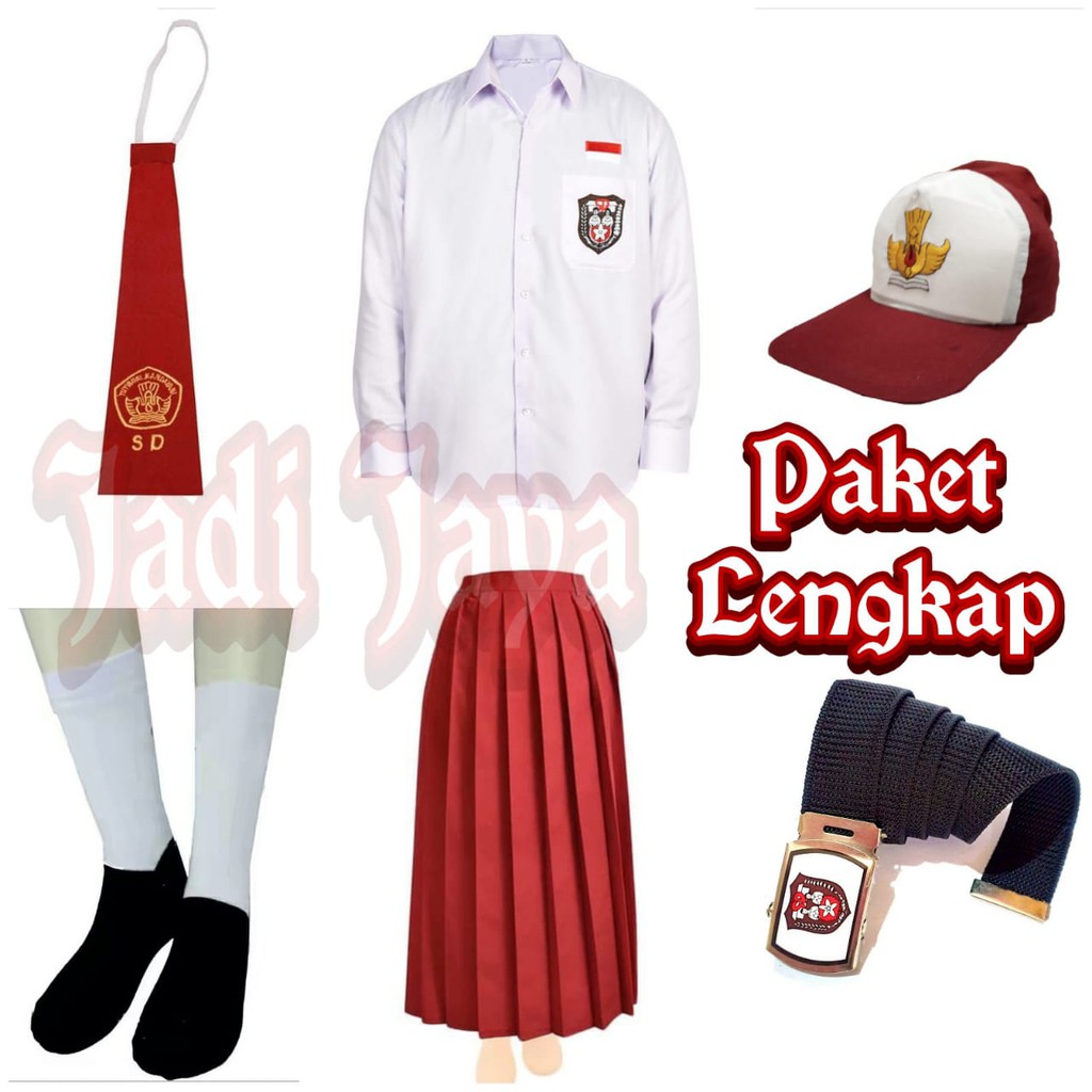 Set Seragam Merah Putih Sd Perempuan Panjang Shopee Indonesia 