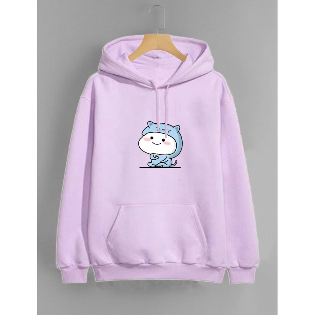 Vallenca Jaket Hoodie Quby Pentol Cosplay Cat Warna Ungu Lavender