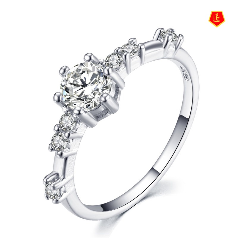 [Ready Stock]Refined Personalized 925 Silver 14K Gold Diamond Ring