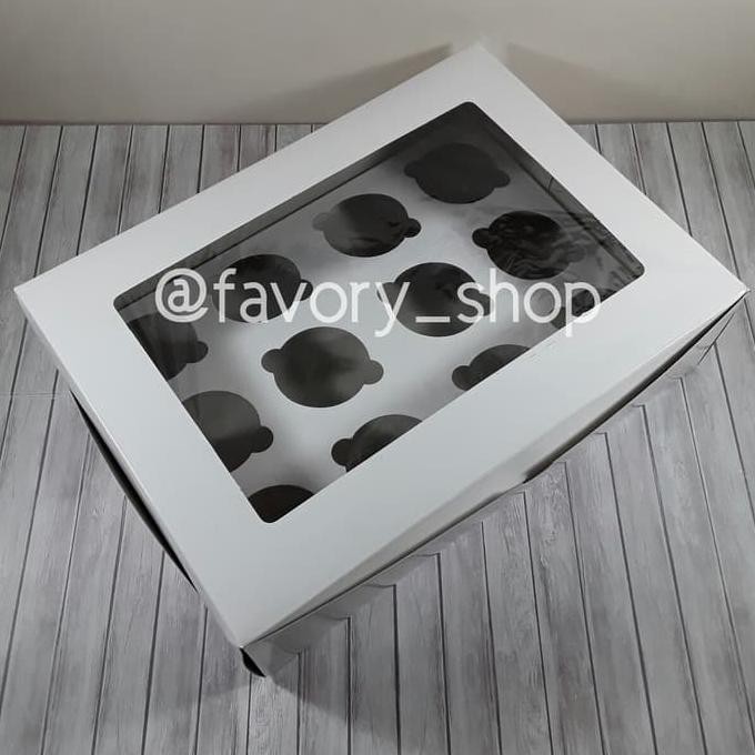 

Dus Cupcake Lubang 12 Putih / Box Kemasan Kue Cupcake Muffin