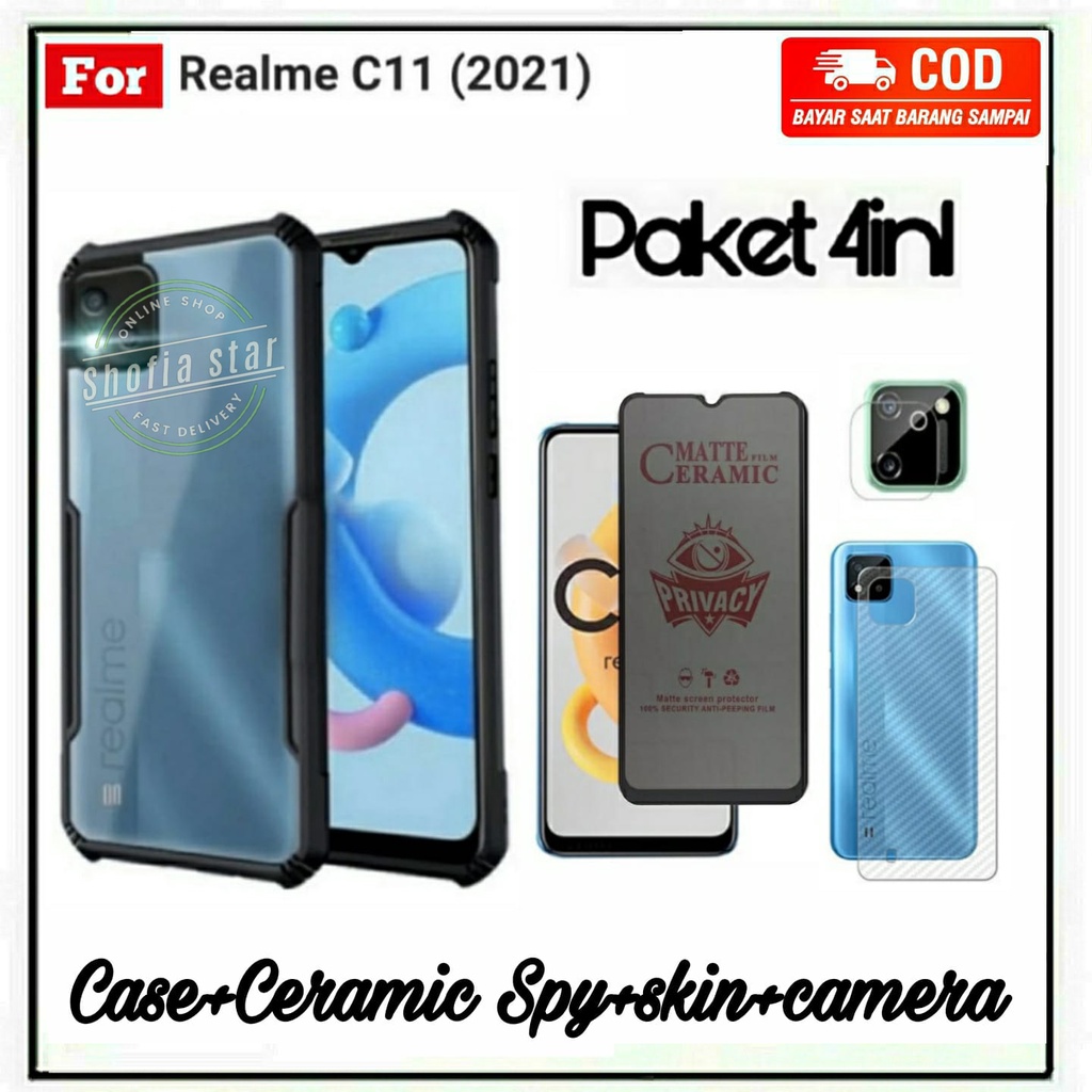 4IN1 CASE REALME C11 C12 C20 C21Y C25 C25S C21 C15 SOFTCASE SHOCKPOOF TRANSPARAN CAMERA PROTECT CASING