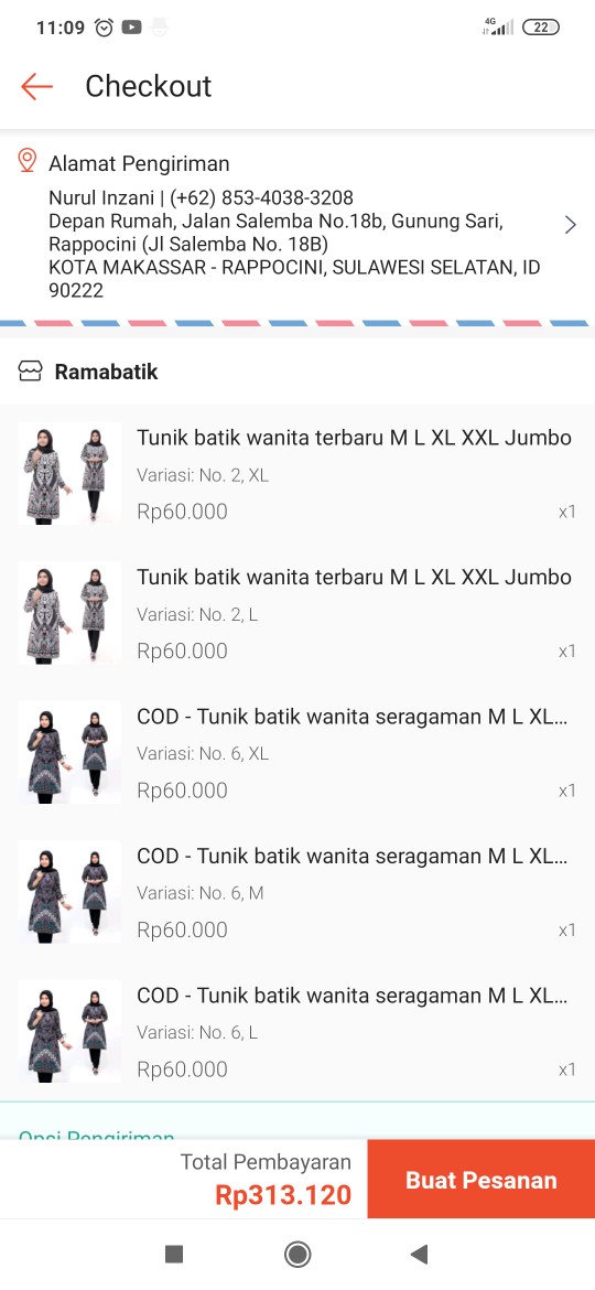 Cod - Tunik Batik Wanita Seragaman M L Xl Xxl Jumbo