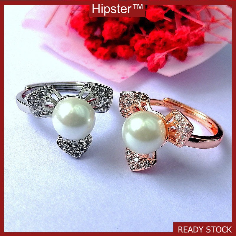 Popular Creative Design Personalized Inlaid Full Diamond Leaf Pearl Ring