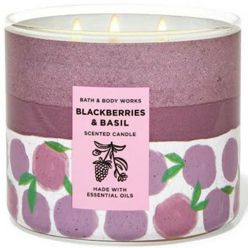 BATH AND BODY WORKS BLACKBERRIES &amp; BASIL 3-WICK SCENTED CANDLE 411 G LILIN WANGI 3 SUMBU UKURAN BESAR PENGHARUM RUANGAN