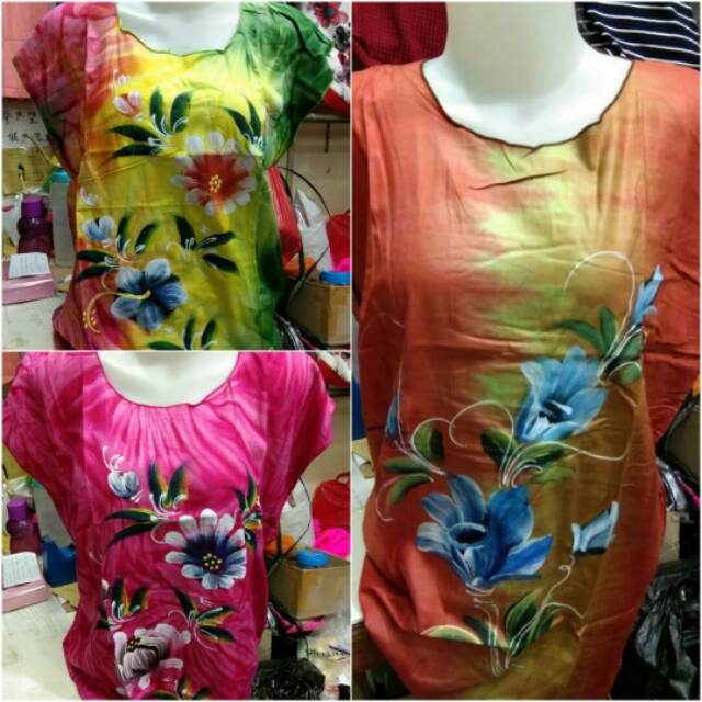 Terbaru Blouse Santai Wanita Motif Pelangi Lukis