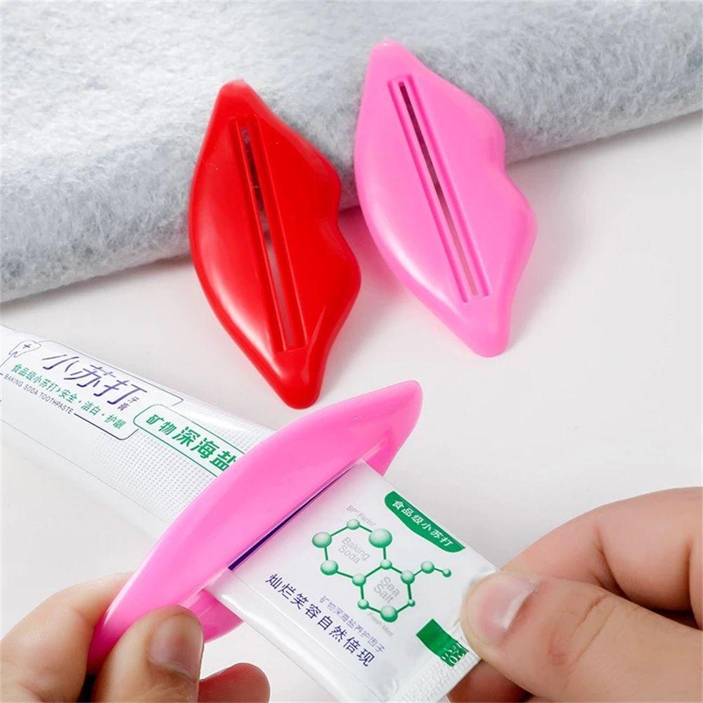 Solighter 2Pcs Tabung Pasta Gigi Kamar Mandi Gaya Bibir Rolling Tube Toothpaste Clips