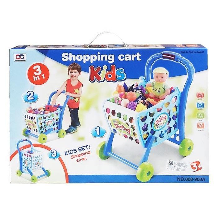 SHOPPING CART KIDS 3IN1 BLUE - 008-903A MAINAN TROLLY