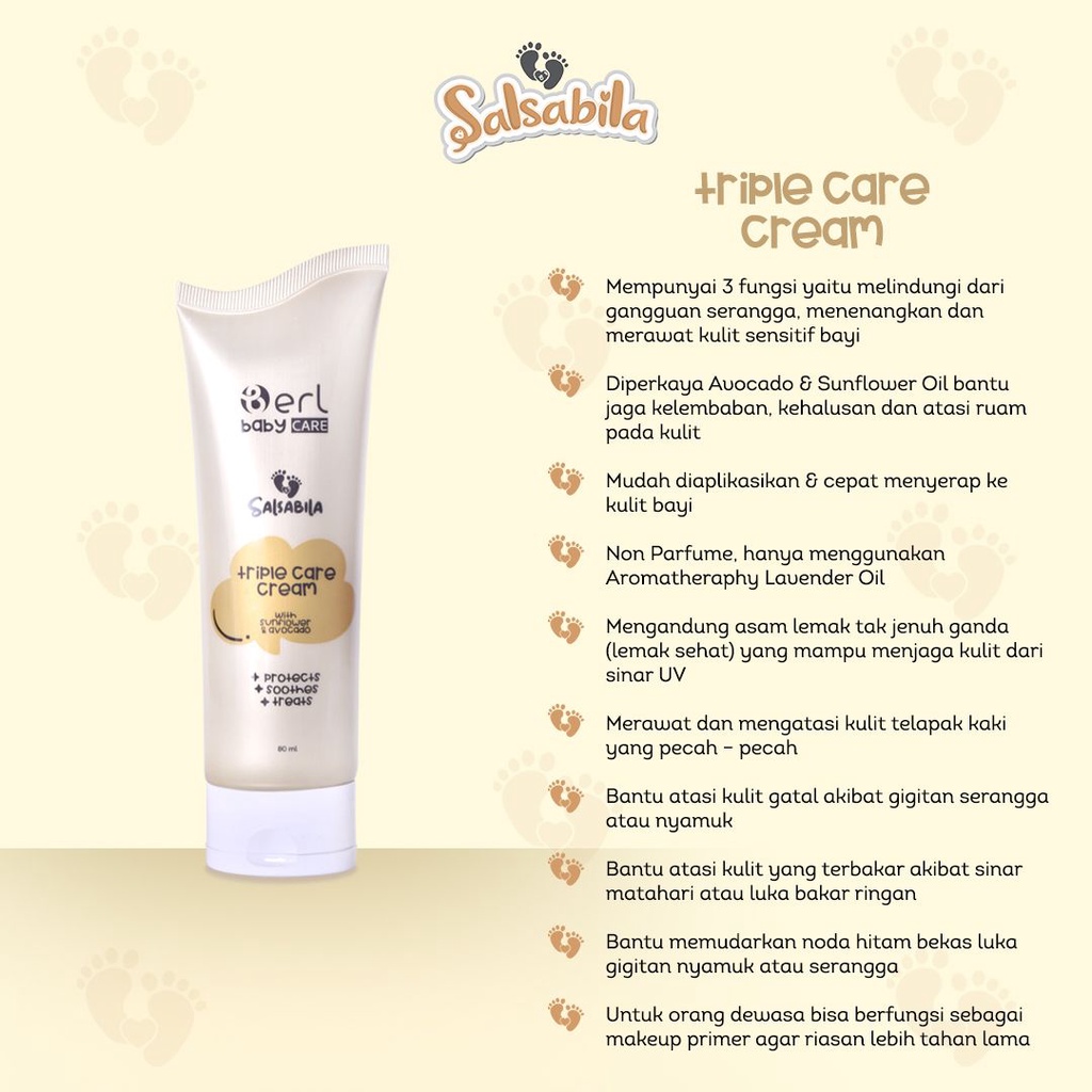 Berl B Erl Salsabila Triple Care Perawatan Perlengkapan Peralatan Paket Cream Krim Lotion Losion Oba