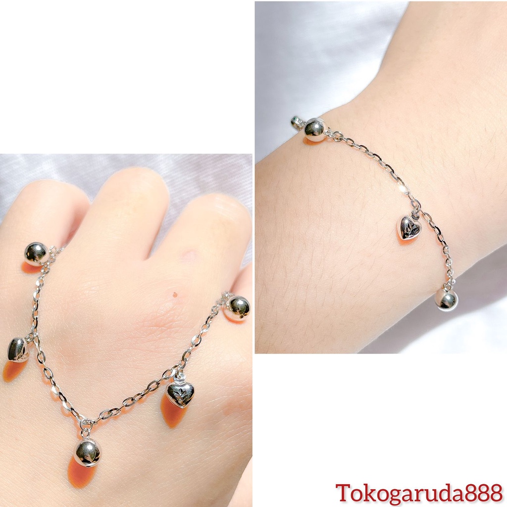 Rantai tangan gelang tali anak dan dewasa emas asli kadar 750 75% nori korea holo polo love bintang star putih whitegold 3 gram gr g