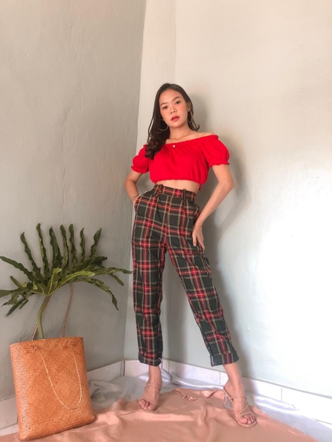 TARTAN PANTS DARK GREEN / ONESET