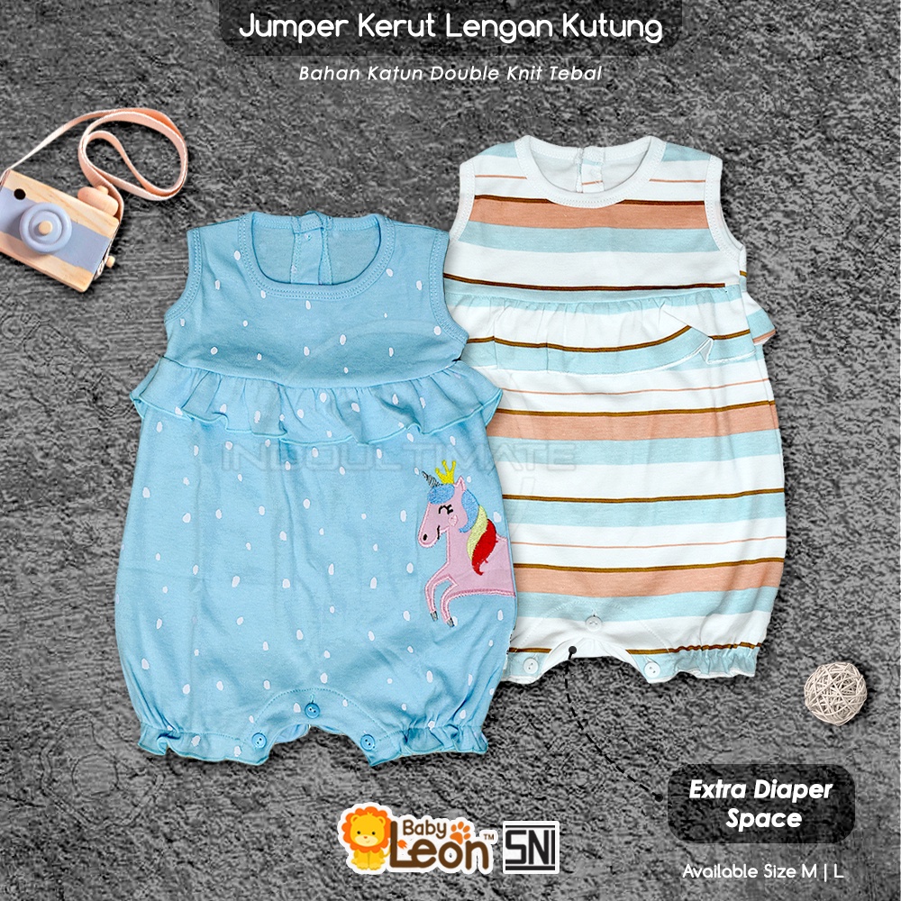 Jumsuit Bayi BABY LEON Perempuan Lengan Kutung GY-046 Jumper Kerut Kutung Jumpsuit Anak Balita