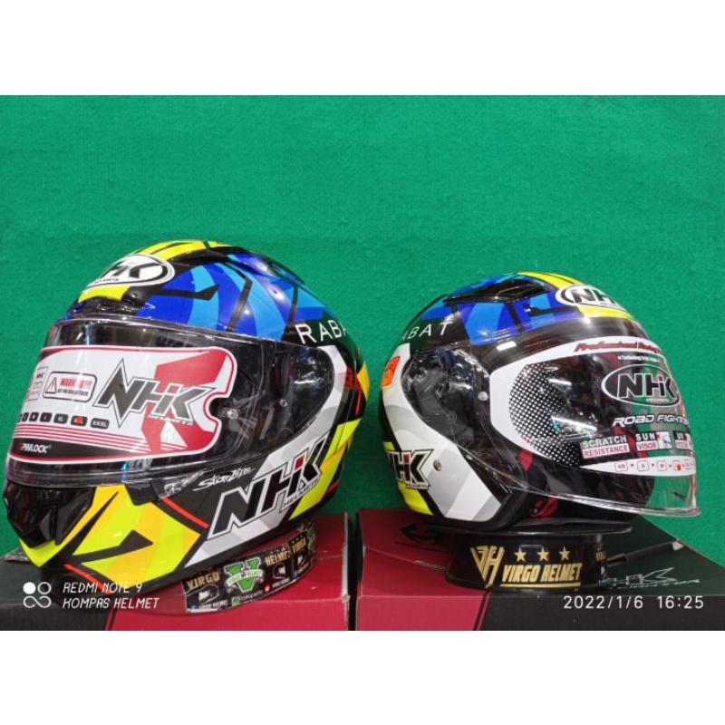 Helm Couple NHK R Tech Street spesial edition &NHK R1 Motif Tito Rabat Black Gliters Glossy