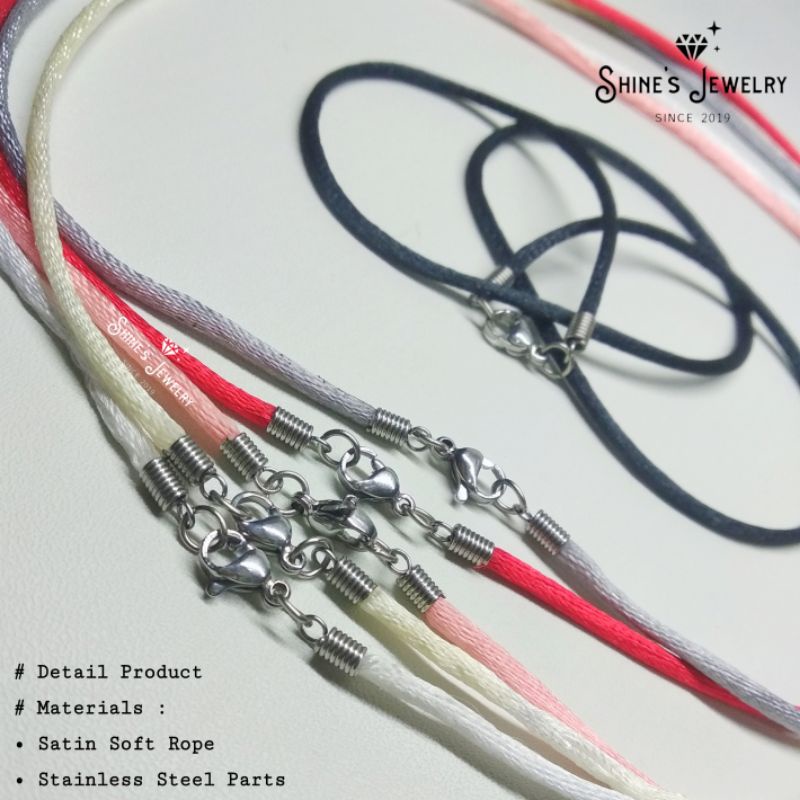 Tali Kalung Satin Soft Necklace pengait stainless steel anti karat Hypoallergenic