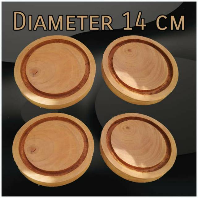 Tatakan piring gelas kayu 14 cm alas panci mangkok wooden tray coaster