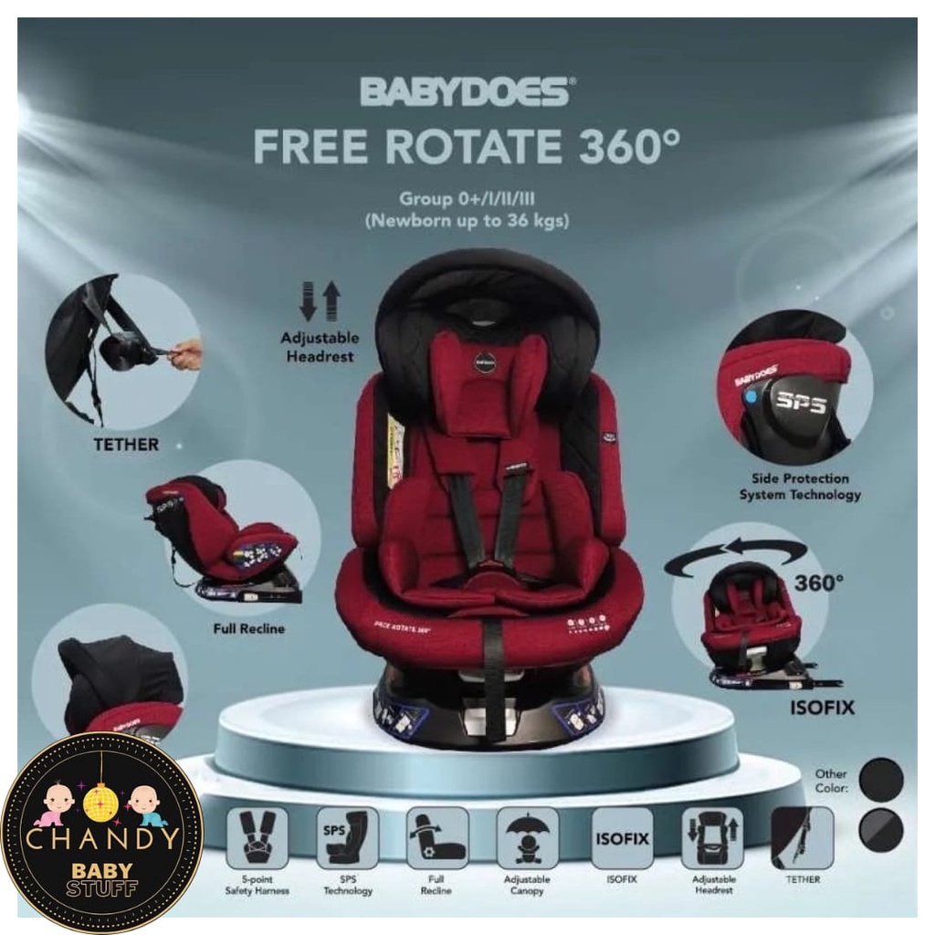 CAR SEAT BABY KURSI MOBIL ANAK BABYDOES FULL ROTATE 360 (CANOPY)