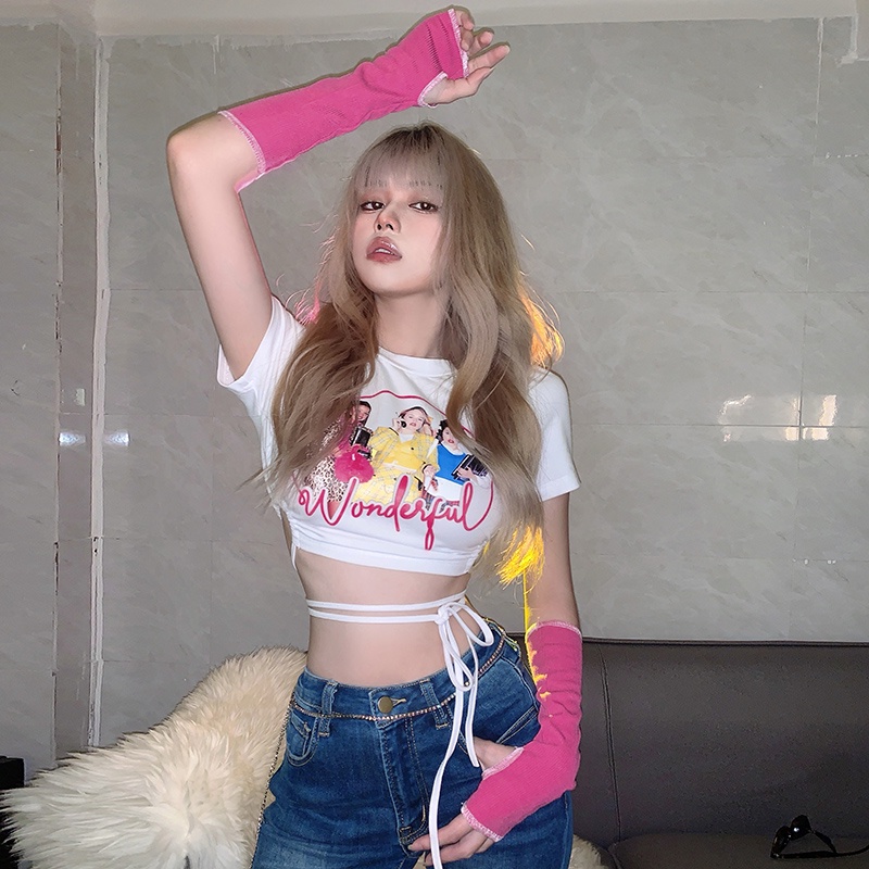 [✅BISA COD] #Sisjuly# Mengenakan Kaos Lengan Pendek Bermotif Pinggang Lucu Untuk Wanita