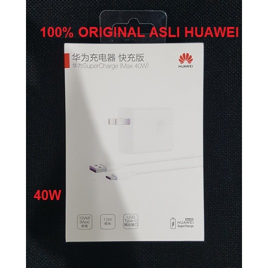 HUAWEI 40W SuperCharge Fast Charging Charger + Cable Usb C Original Pack Box Original100%