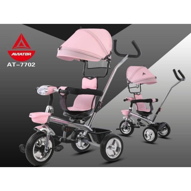 Sepeda Anak Bayi Balita Dorong Roda 3 Tricycle Aviator AT7702 Lampu Musik Kursi Putar By Pacific-2