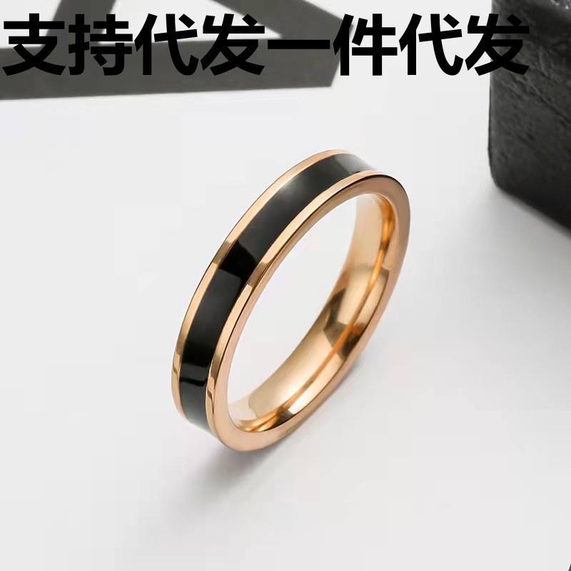 Eropa dan Amerika net merah angin perhiasan stainless steel cincin wanita Jepang dan Korea sederhana