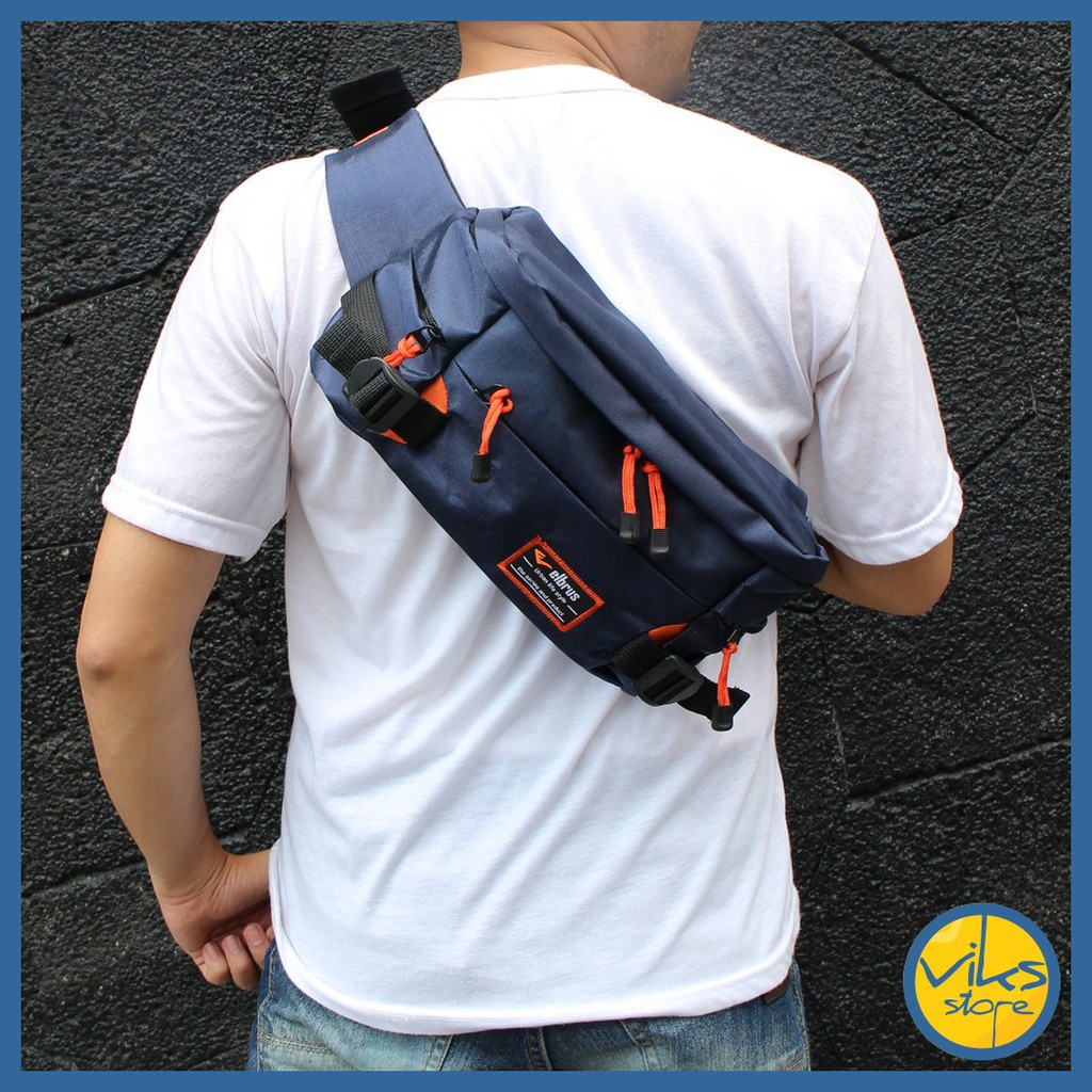 Tas Pinggang Pria Cowok Elbrus Tas Sunmori Original Selempang Waistbag Besar Casual Premium Multifungsi Lokal