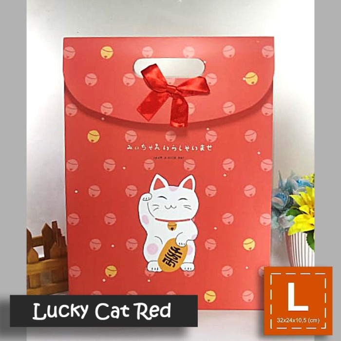 

Terlaris Paper Bag Motif / Tas Kertas Kado / Tas Ulang tahun - L LUCKY CAT BEAR