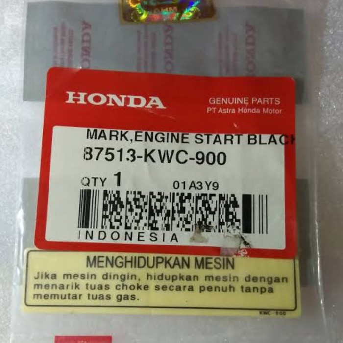 87513KWC900 MARK ENGINE START BLACK Stiker Label Caution dek Engine Start Tulisan Hitam CS1 ori AHM