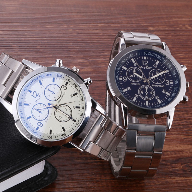 Jam Tangan couple MC KEY Analog Fashion Casual Women Strap Stainless Steel Wrist Quartz Watch