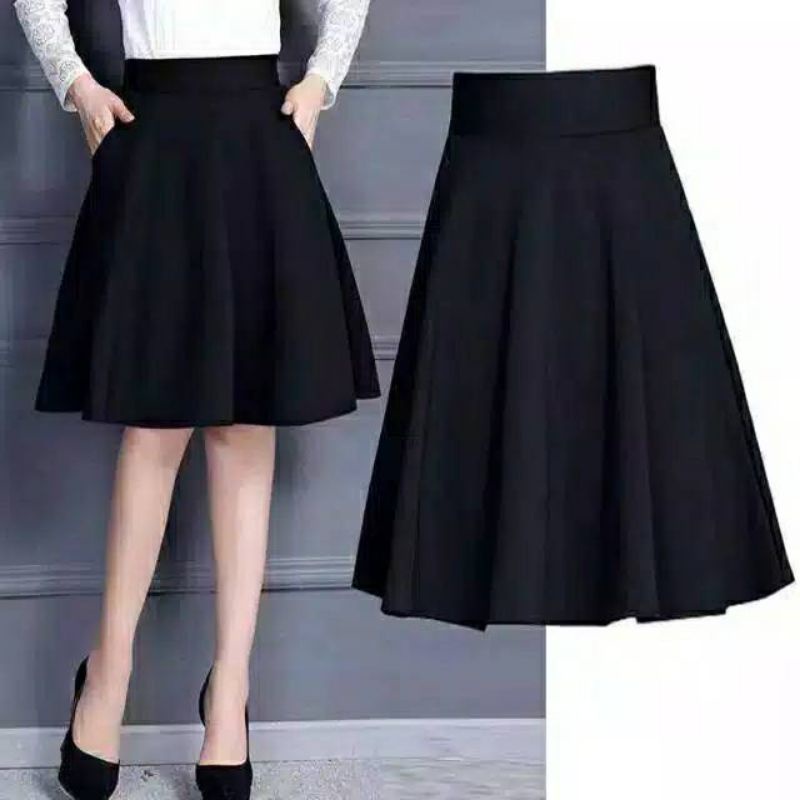 Rok Pendek Polos Midi Skirt / Rok Pendek Scuba