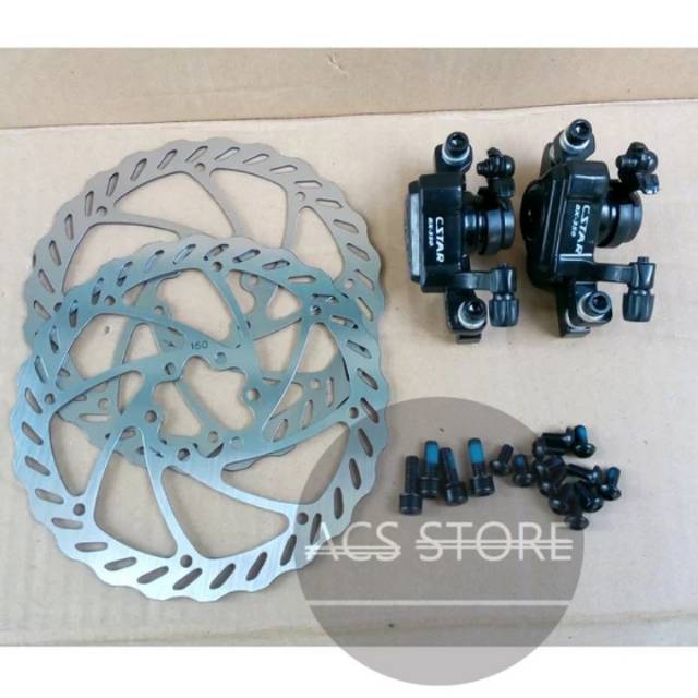 REM SEPEDA REM MEKANIK REM SEPEDA MTB DISC BRAKE SET CSSTAR 6 BOLT 160mm UNTUK SEPEDA GUNUNG MTB LIP