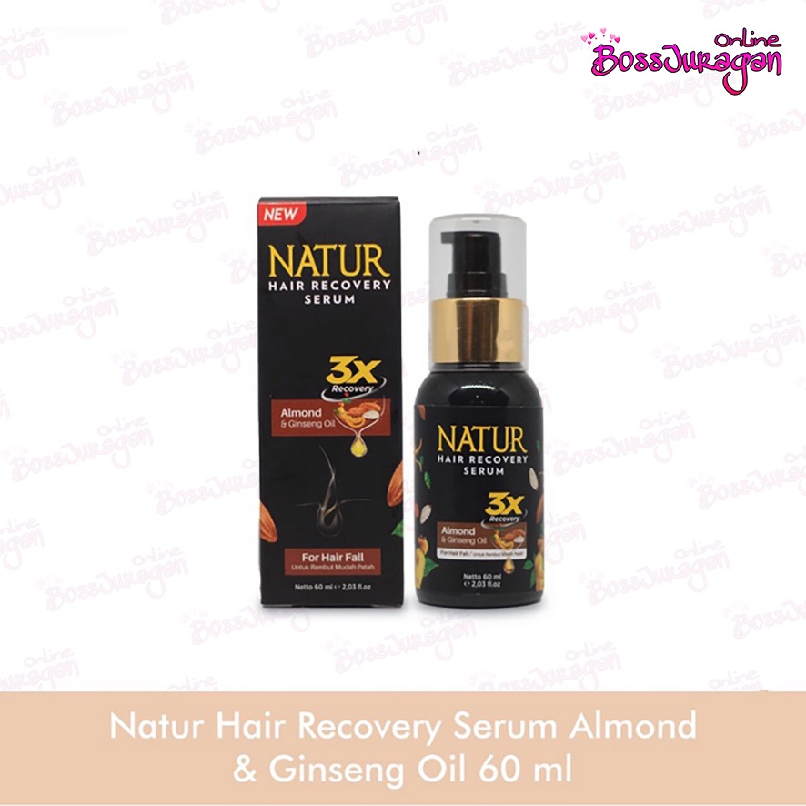 (BOSS) Natur Hair Recovery Serum Almond &amp; Olive Oil 60ml - Almond &amp; Ginseng Oil - Almond &amp; Aloe Vera 60ml