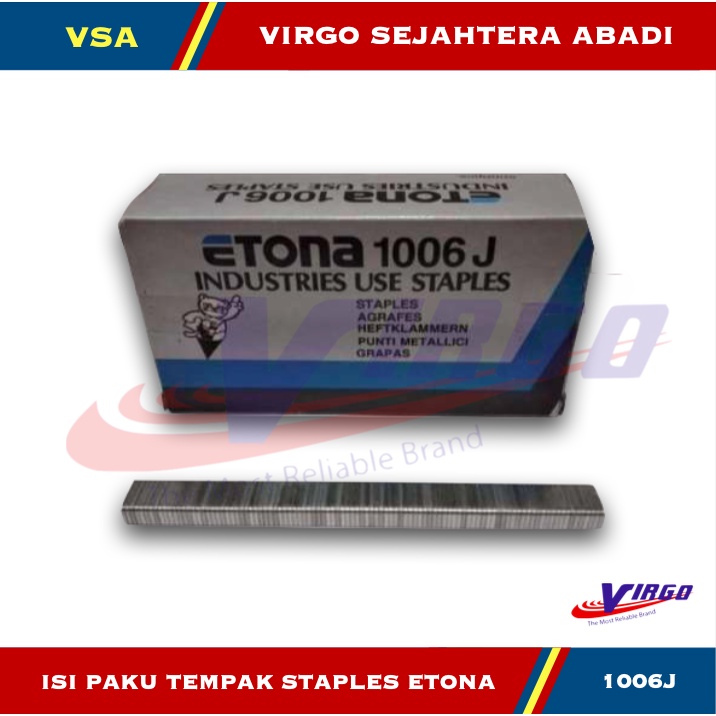 

ISI PAKU TEMBAK STAPLES ETONA 1006J PAKU "U" ISI 5000PCS ETONA 1006J