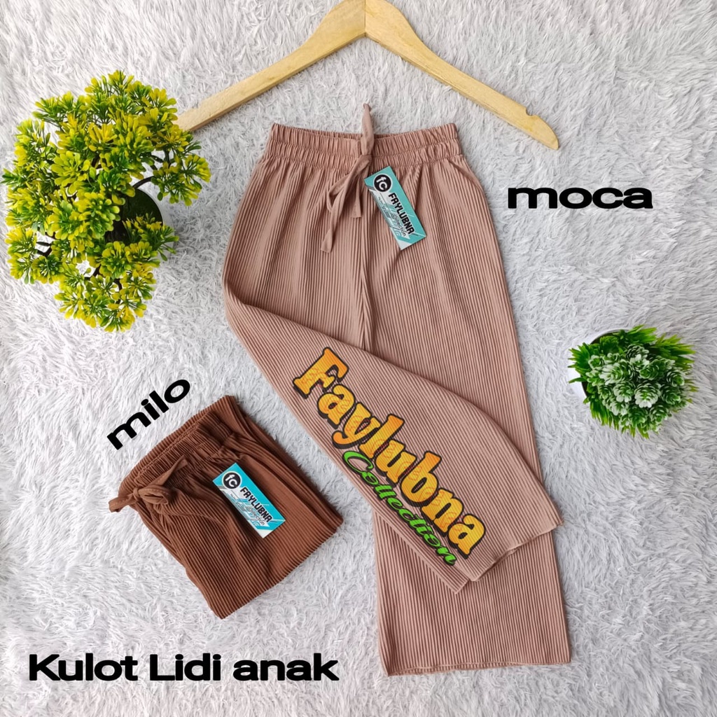 Celana Kulot Anak Perempuan / Kulot Plisket Lidi Anak 6-13 Tahun / Celana Kulot Lidi Anak Tanggung / Celana Panjang Anak / Celana Anak Tanggung