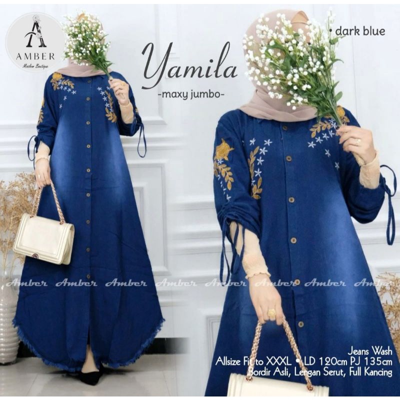 GAMIS JEANS TERBARU 2022 UNTUK WANITA MUSLIMAH DEWASA  BAJU MAXY  KEKINIAN  MODIS DAN TERPOPULER DEN