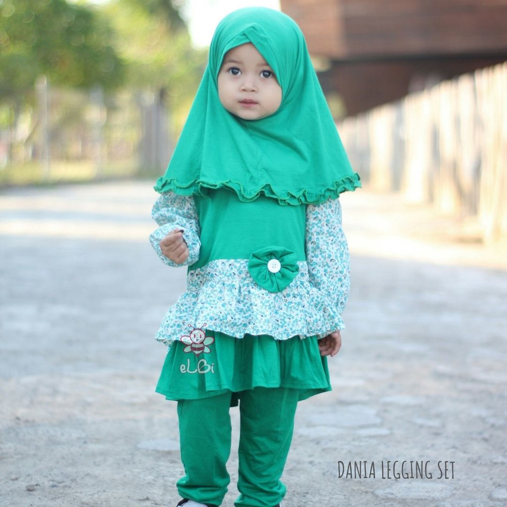 Setelan Baju Muslim Anak Perempuan - Baju Muslim Anak Perempuan - Gamis Kaos Anak Perempuan -  Dania