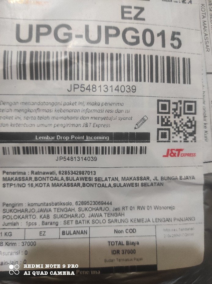 Set Batik Solo Sarung Kemeja Lengan Panjang Full Furing Eksklusif Bahan Katun Grounding Sragenan