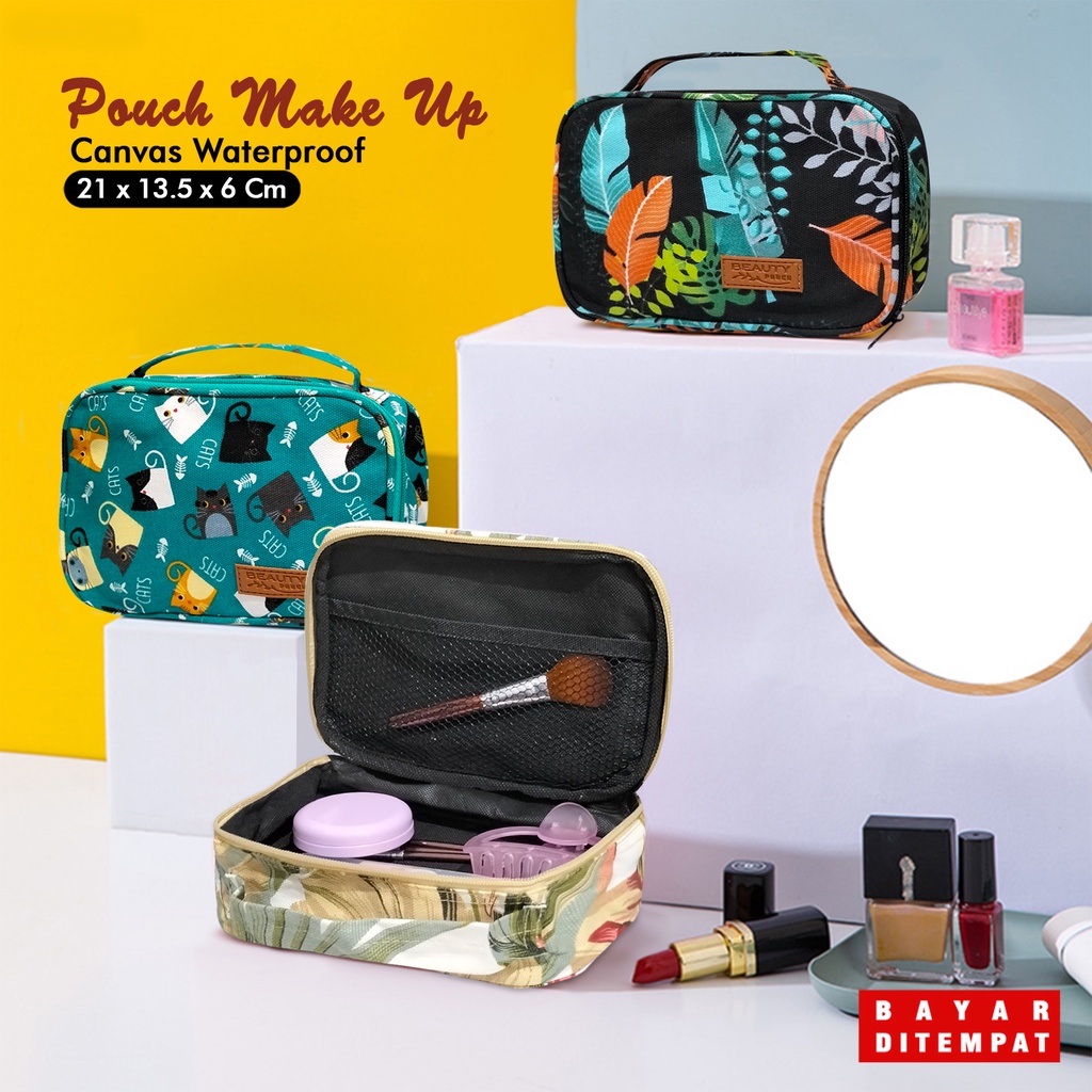 Organizer bag wanita Pouch tas Make Up Motif Cewek Murah Tas Kosmetik travel Polos Tempat cosmetic susun