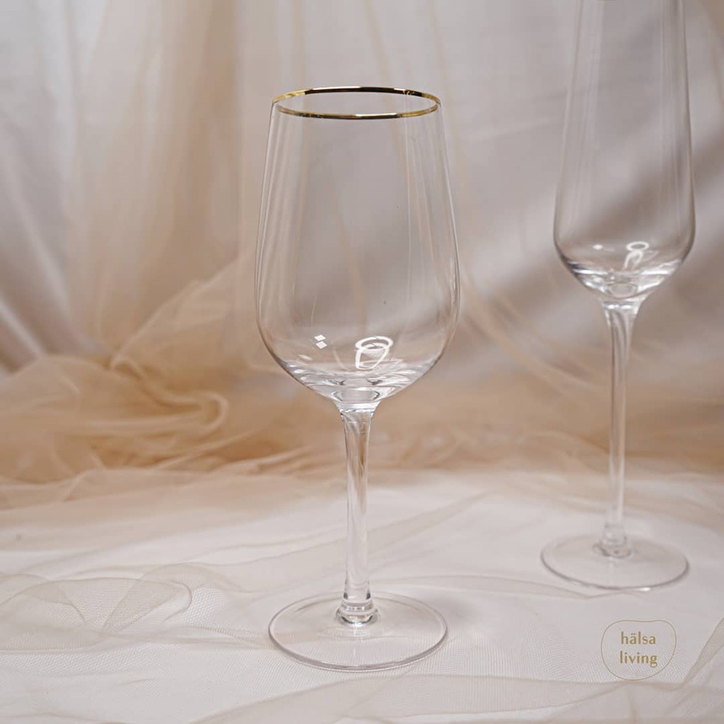 Allouetes Wine Champagne Glass Gold List / Gelas Wine Champagne Lis Gold