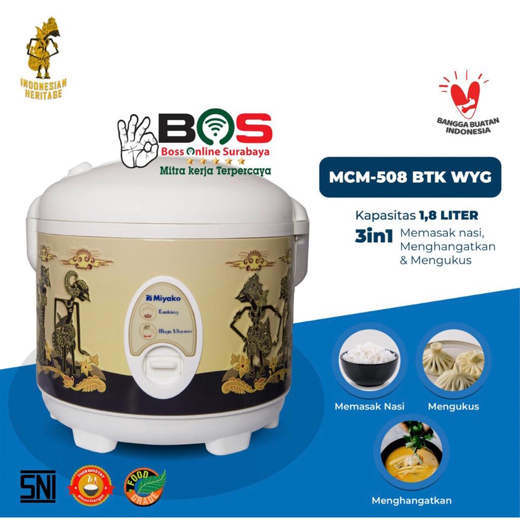 Penanak Nasi Rice Cooker Miyako Magic Warmer Plus Miyako MCM-508 BTK WYG