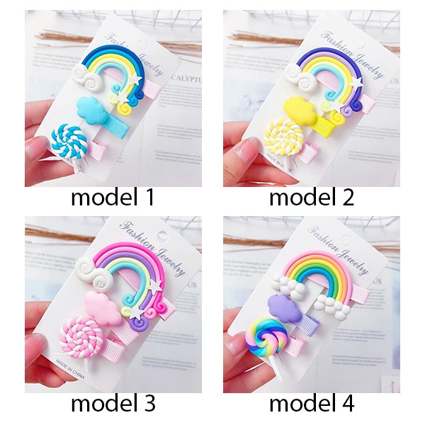 jepit rambut anak-anak pelangi rainbow set children hairclip jje085(2d5)