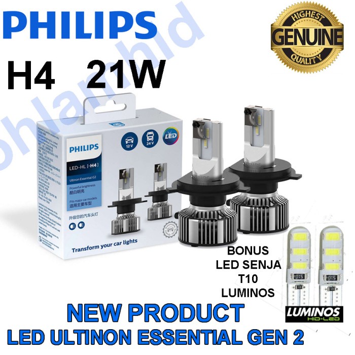 LAMPU LED MOBILIO PHILIPS ULTINON ESSENTIAL G2 HEADLAMP H4 Hi/Lo