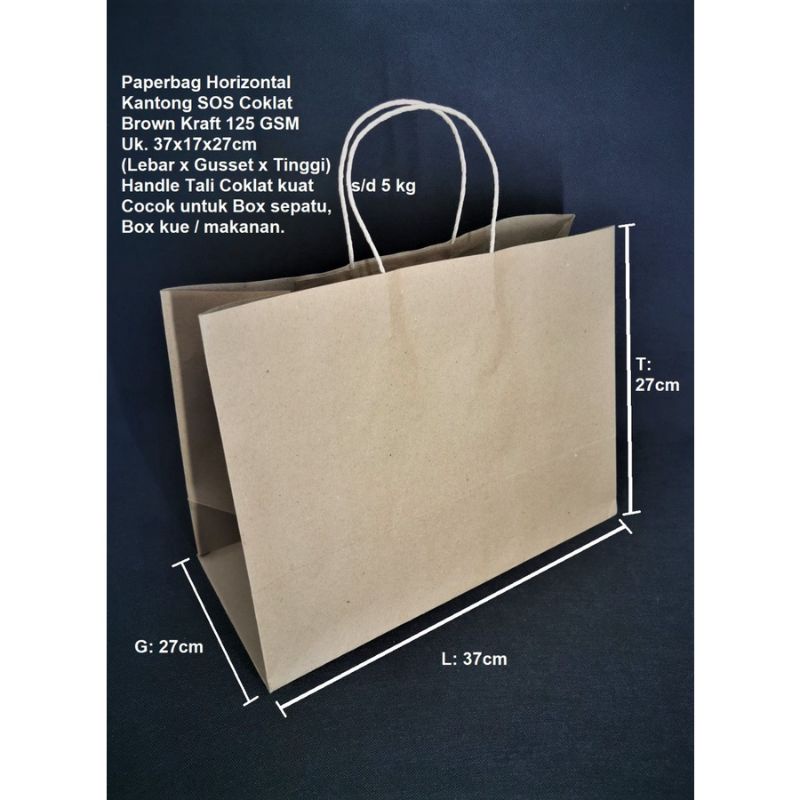 

10 PCS PAPER BAG 37x17x27 cm XXXL COKLAT HORIZONTAL + TALI BROWNIS