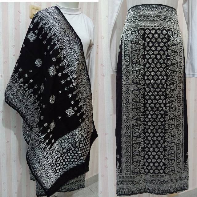 Songket Palembang asli l Warna Hitam Kristal Silver
