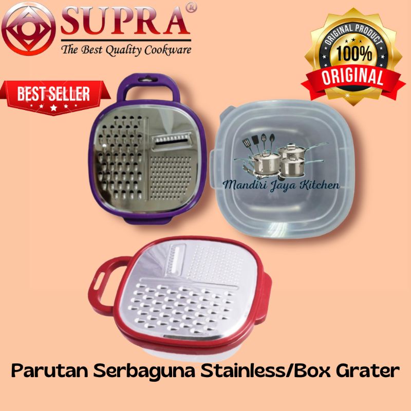 Parutan Sayur/Buah Stainless Steel / Supra Tools Box Grater 25cm