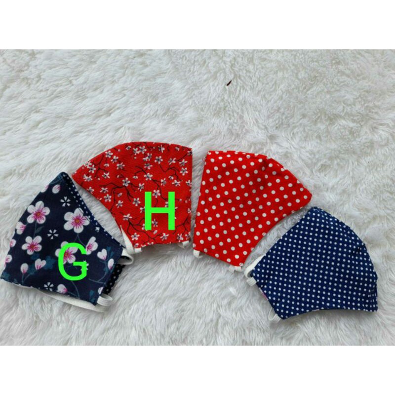 Masker Kain Duckbill Katun Motif Bolak Balik (Headloop/Hijab &amp; Earloop) Murah, Adem