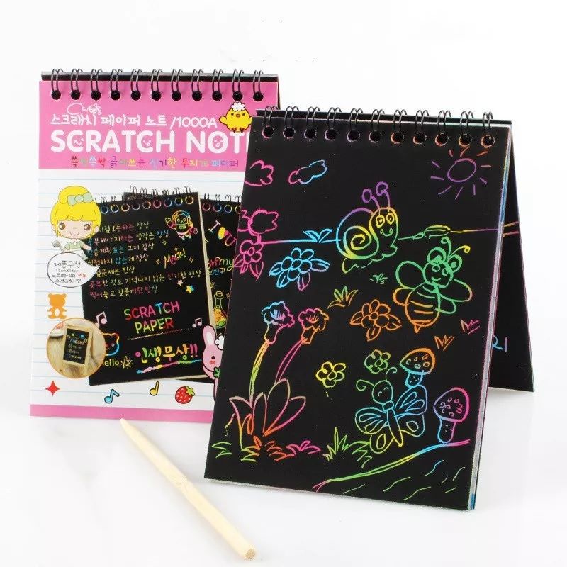 

Scratch Note Rainbow Colourful Note Pensil Kayu Kertas Hitam Warna Warni